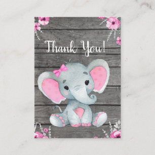 Thank You Card Girl Elephant Shower