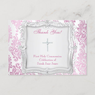 Thank You Card Girl First Holy Communion Cross