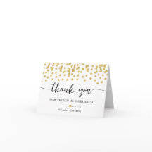 Thank You Card Gold Glitter Dots Bridal Wedding