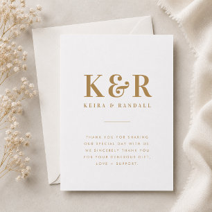 Thank You Card   Gold Wedding Gratitude Note