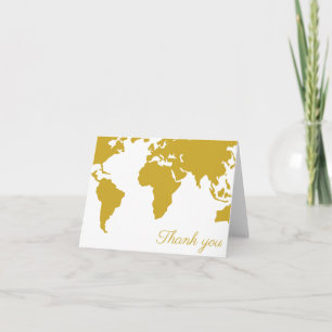 Thank You Card - Gold World Map