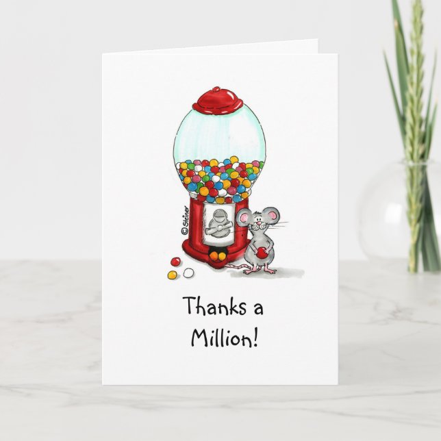 Thank you Card - Gumball Design with cute lMouse (Front)