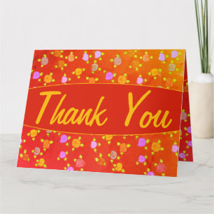 Thank You Card In Deep Orange and Gold