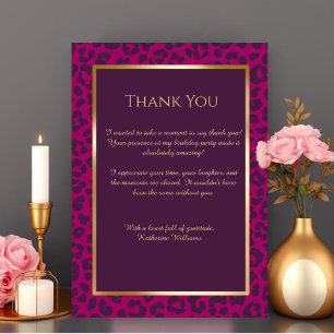 Thank You Card-Leopard Print-Magenta- Invitation