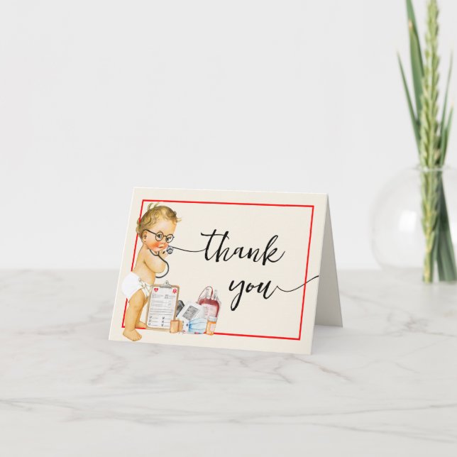 Thank You Card Little Doctor Baby Shower (Front)