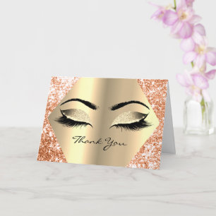Thank You Card Makeup Coral Gold Wedding Bridal