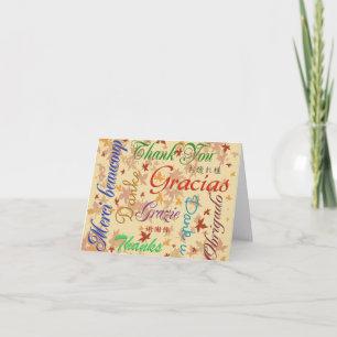 Thank you card. Many languages, custom greeting  Card