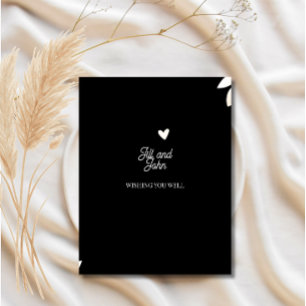 Thank you Card Note Elegant Wedding Floral Black