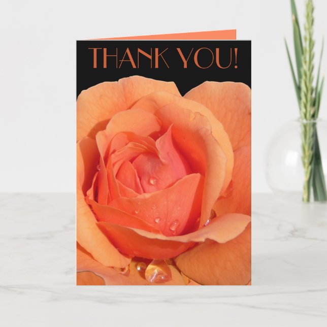 Thank You Card Orange Rose Custom Greeting Card (Front)