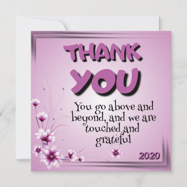 Thank You Card Over and Above (Front)