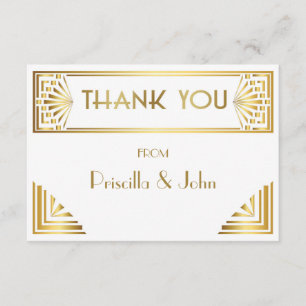 Thank You Card,Photo Back,Great Gatsby,white gold Card