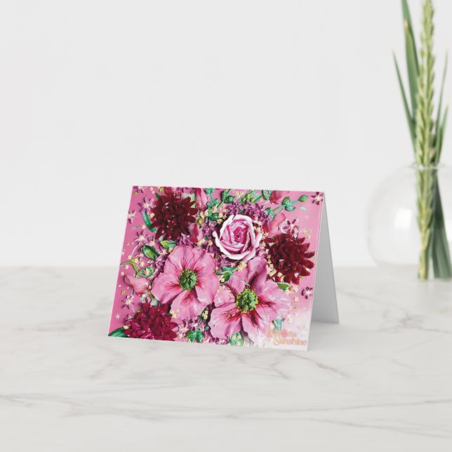 Thank you card "pink Floral Whimsy" (Front)