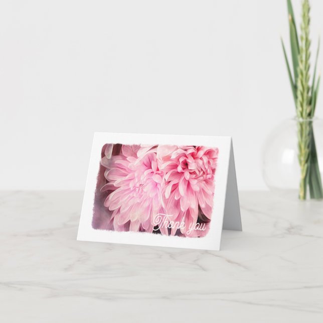 Thank You Card  Pretty Pale Pink Flower  (Front)