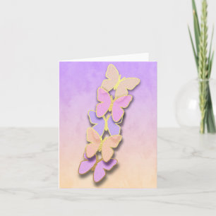 Thank You Card Purple and Orange Butterflies Ombre