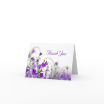 Thank You Card--Purple Flowers Horizontal