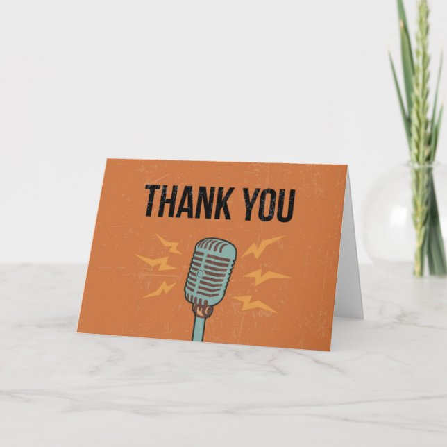 Thank You Card - Retro Microphone Design (Front)