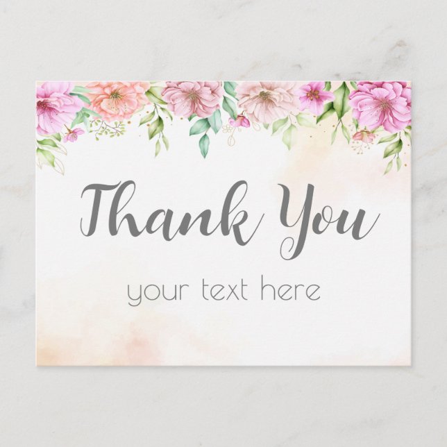 thank you card rose floral with watercolor (Front)