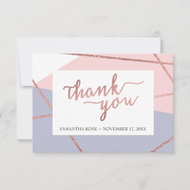 Thank You Card, Rose Gold Card (Front)