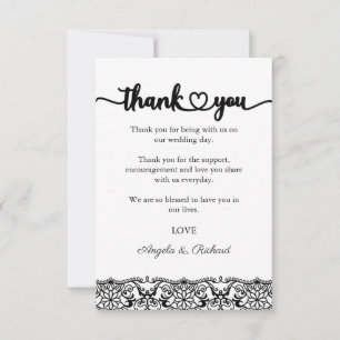 Thank You Card, Script Thank You Card, Lace