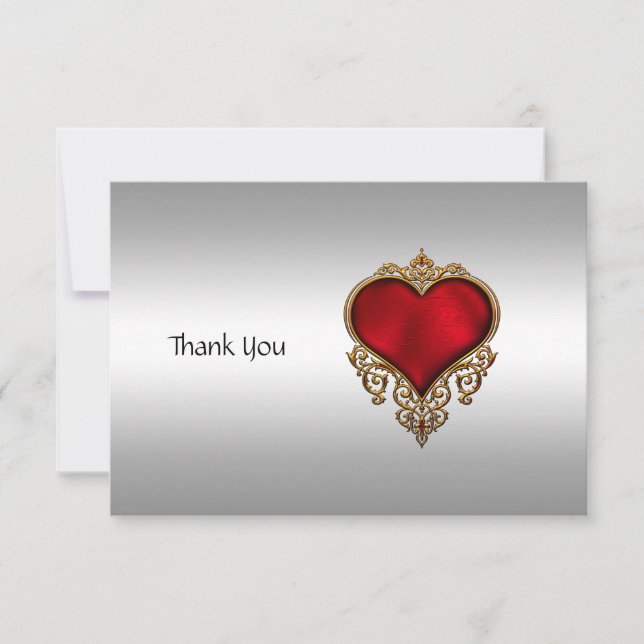 Thank you Card Silver and Heart (Front)