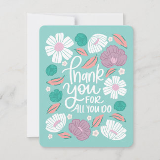 Thank You Card - Teal Florals