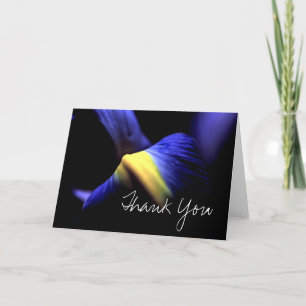 Thank You Card (Template) Iris Floral Macro Blue