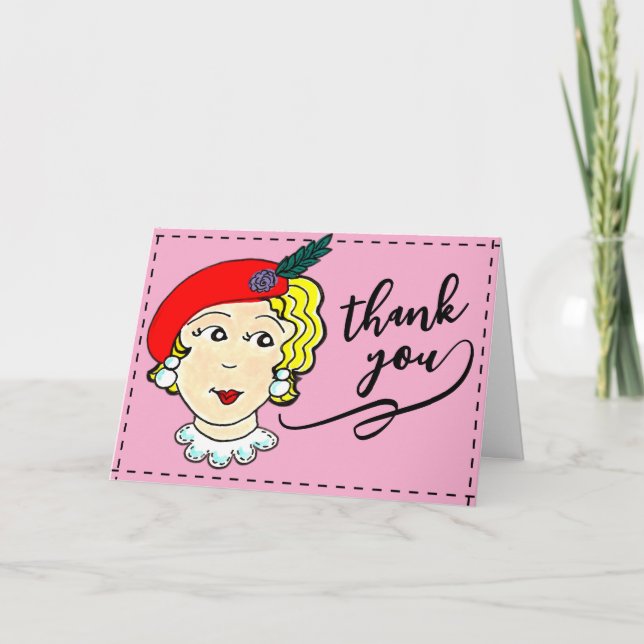 Thank you card, vintage style, folded card. card (Front)