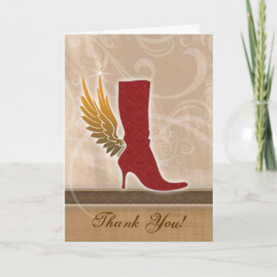 Thank You Card w/ fun Angel Wing Red Boot