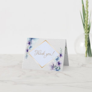Thank You Card   Watercolor Blue Violet Floral