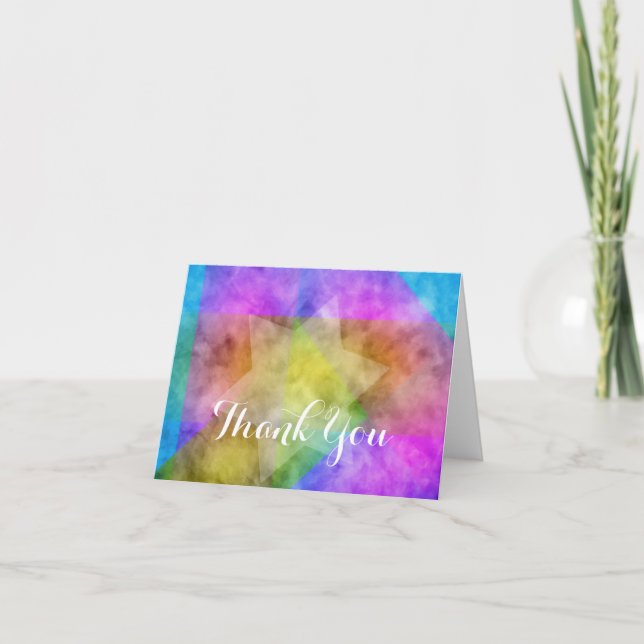 Thank You Card Watercolor Vibrant Colourful Star (Front)