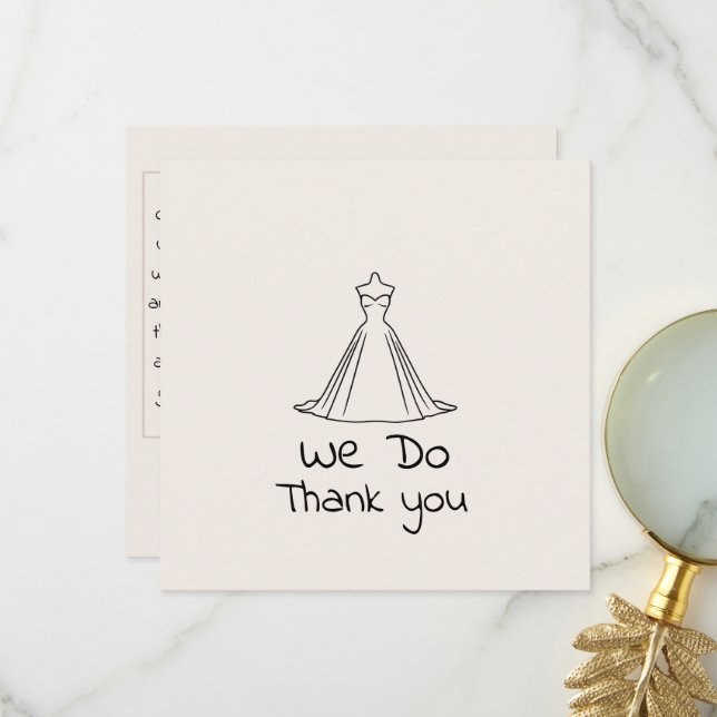 Thank you Card Wedding dress Silhouette Collection (Front/Back In Situ)