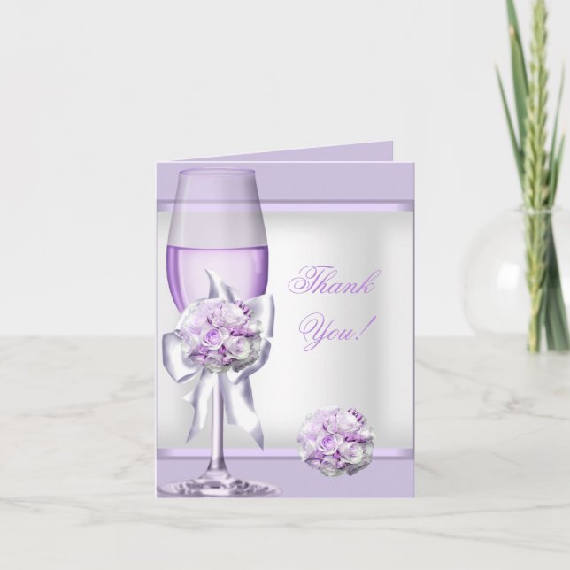 Thank You Card Wedding Lavender Purple Lilac 3 (Front)