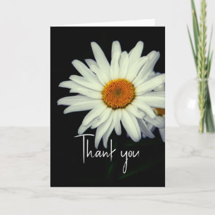 Thank You Card White Daisy On Black 