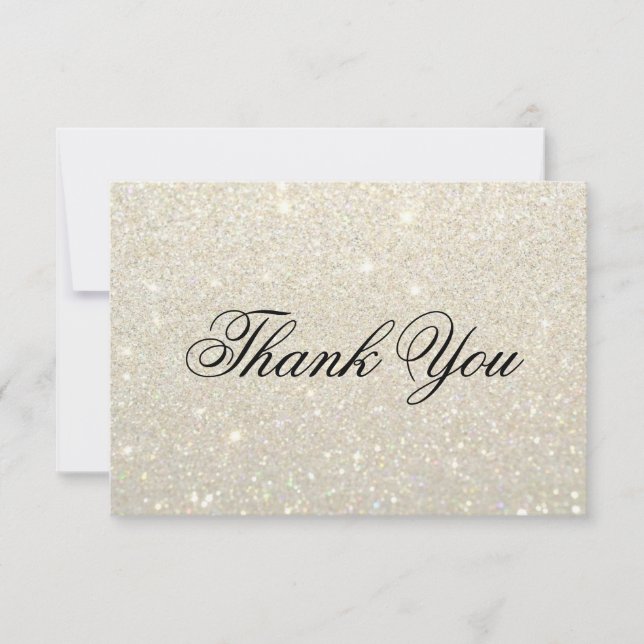 Thank You Card - White Gold Glit Fab (Front)