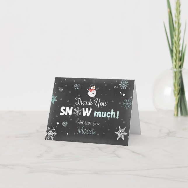 Thank you card Winter Onederland Snowman Mint Blue (Front)