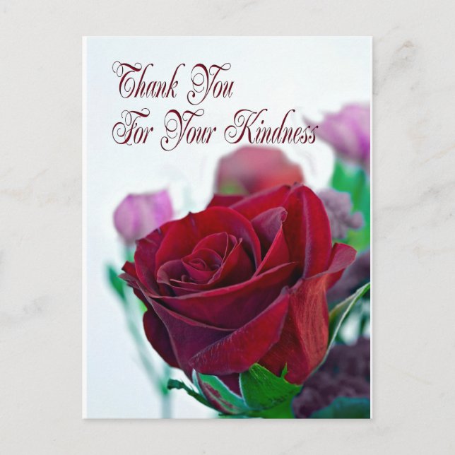Thank you card with a classic red rose (Front)