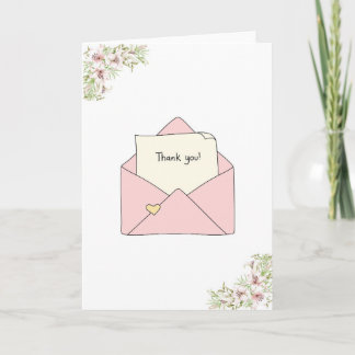 Thank You Card with an Envelope and a Floral Trim