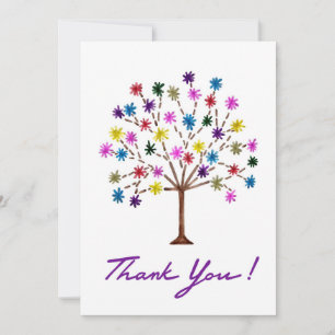 Thank you card with colourful tree, blank inside