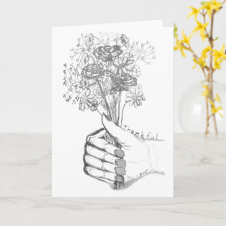 Thank You Card with hand-sketched flower bouquet