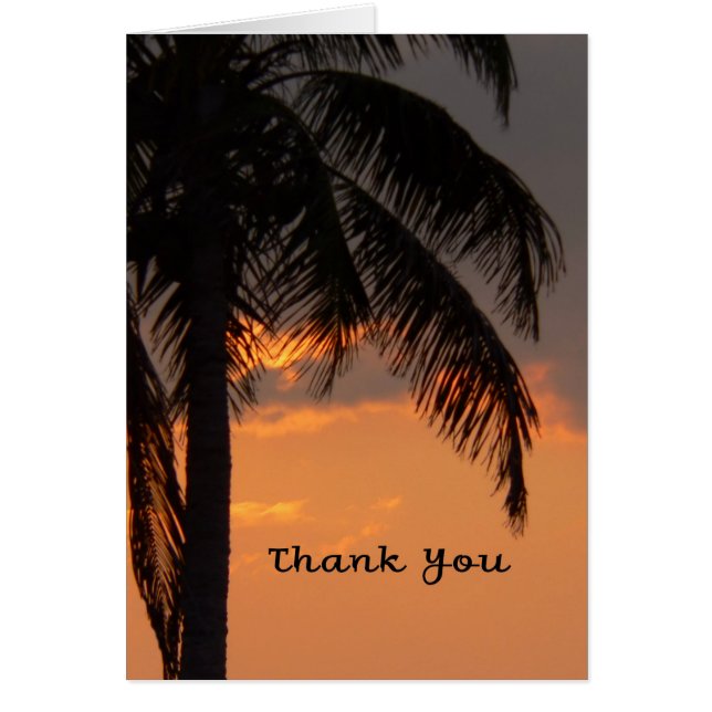 Thank You Card with Palm Tree Sunset (Front)