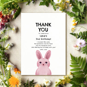 Thank you card with pink bunny