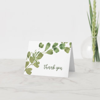 Thank You Card with Watercolor Geranium Leaves