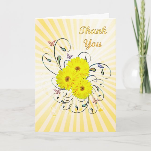 Thank you card with yellow flowers (Front)