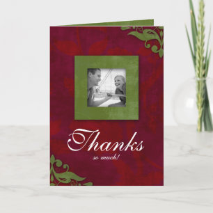 Thank You Card Xmas Red Green Wedding Floral