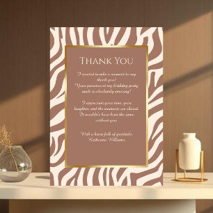 Thank You Card-Zebra Print-Mocha Mousse- Invitation