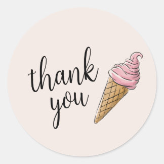 Thank You Cards - Ice Cream Party Classic Round Sticker