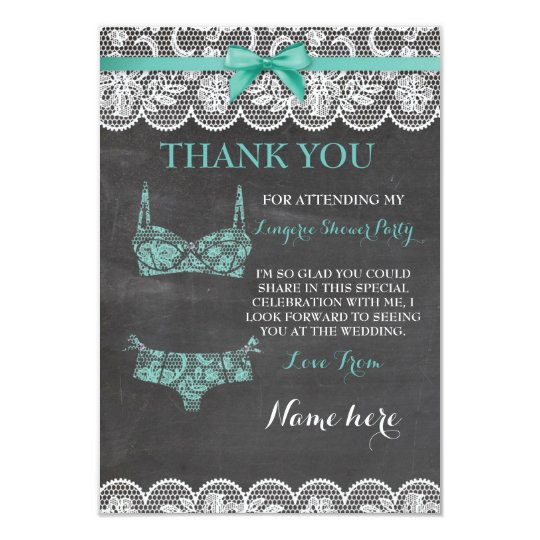 Thank You Cards Lingerie Shower Bridal Party Lace