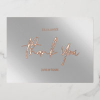 Thank You Cards Real Foil Pink Silver