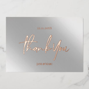 Thank You Cards Real Foil Silver Grey