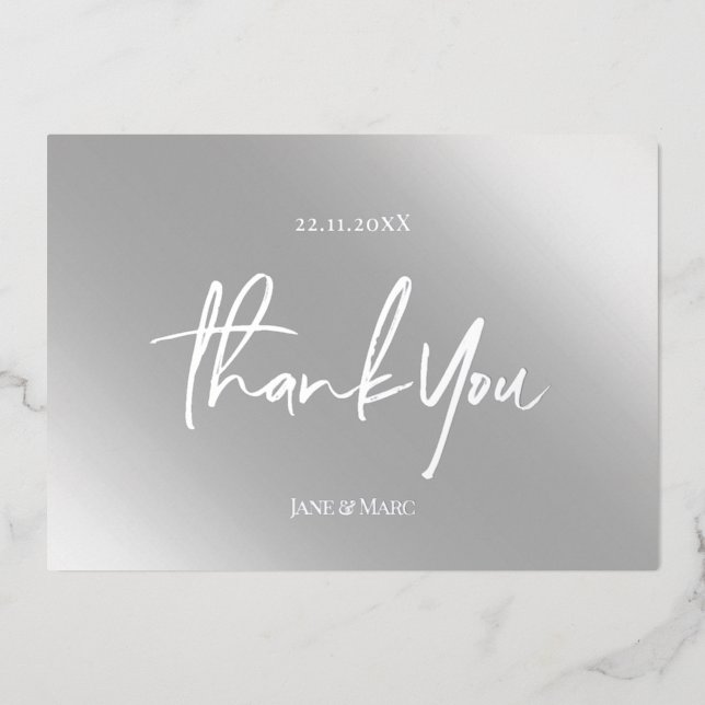 Thank You Cards Real Foil Silver Grey (Front)